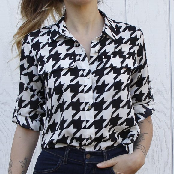 Vintage Calvin Klein Houndstooth Top - Picture 1 of 15